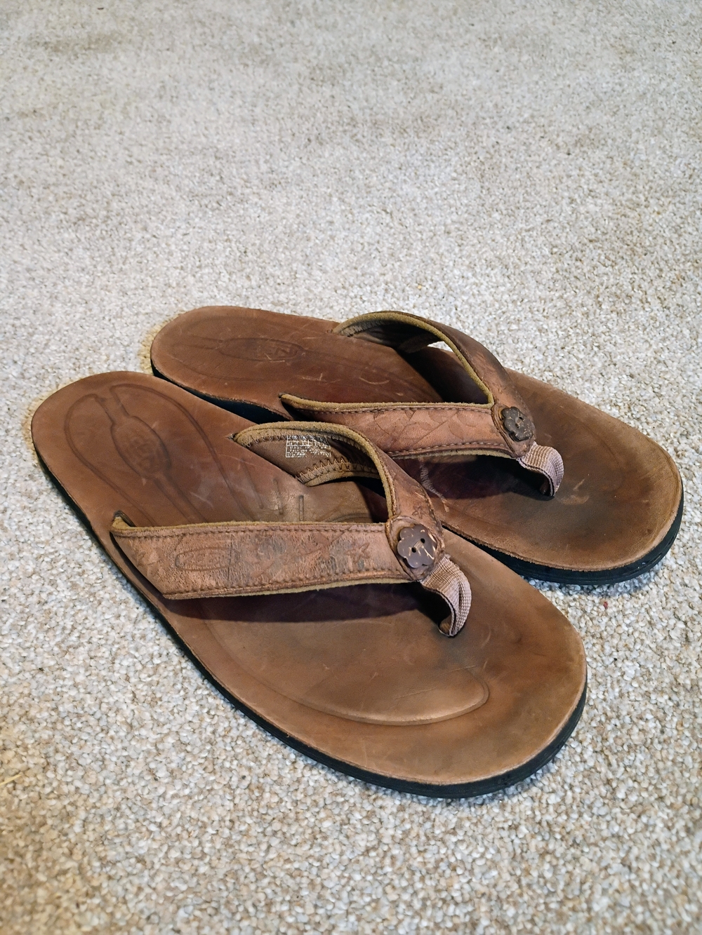 Keen Men's Brown Leather Flip-Flop Sandals